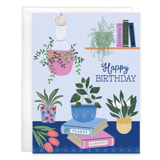Birthday Greeting Card - Plants & Books