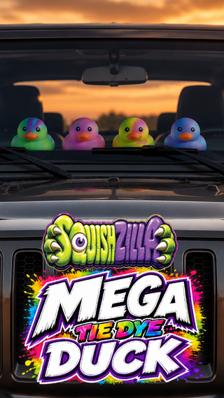 SquishZilla Mega Tie-Dye Duck Squishy Toy – 5" Jumbo