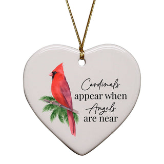 Cardinals Appear When Angels Are Near Ceramic Heart Ornament
