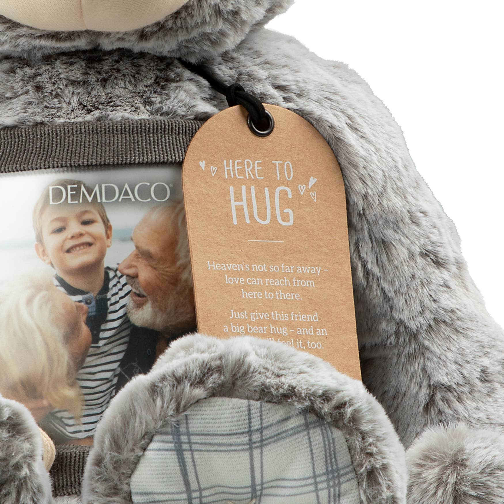 Here to Hug Bear Remembrance Plush | Photo Insert Grief Gift for Kids