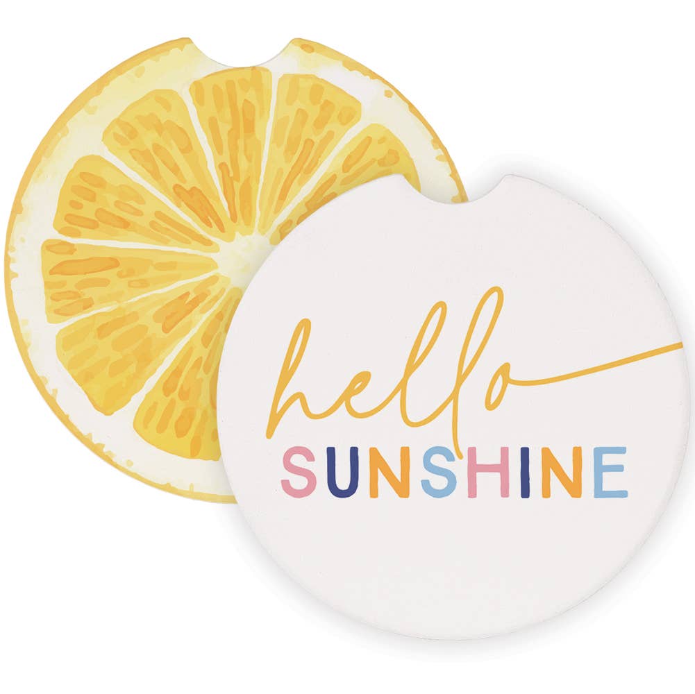 Hello Sunshine Lemon Car Coasters