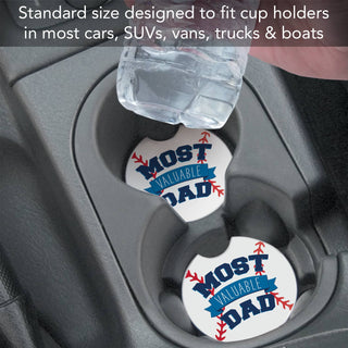 Most Valuable Dad Absorbent Stone Car Coaster 1pk