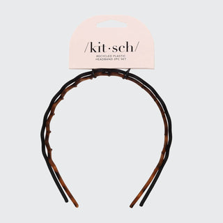 Recycled Plastic Zig Zag Headband 2-Pack — Black & Tortoise