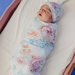 Genevieve Floral Knit Swaddle Blanket