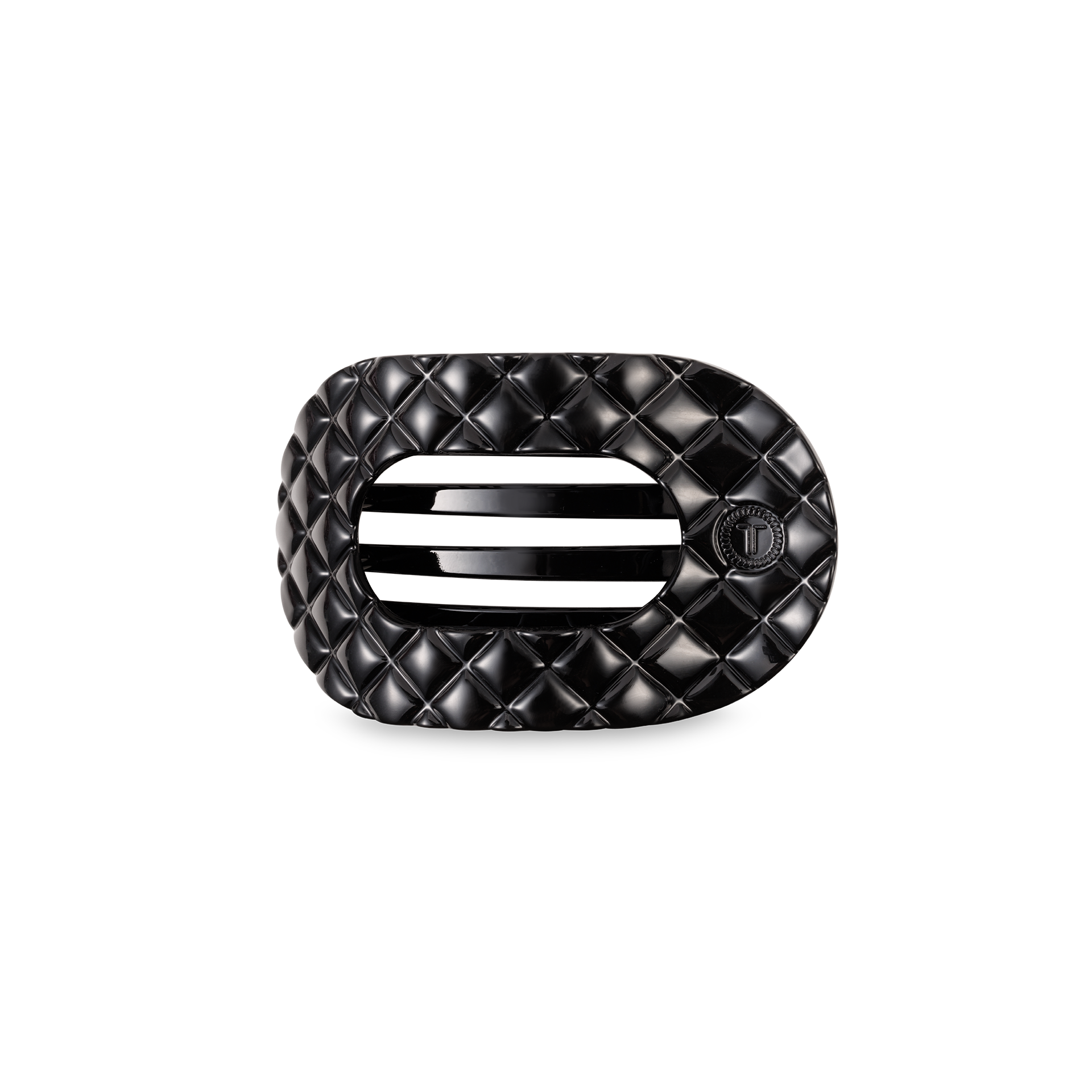 Flat Round Hair Clip | Small | Jet Black Quilted