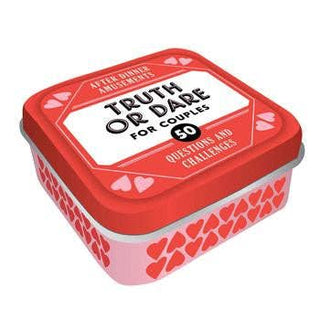 After Dinner Amusements Truth or Dare for Couples card game in red travel tin with 100 conversation prompts and challenges