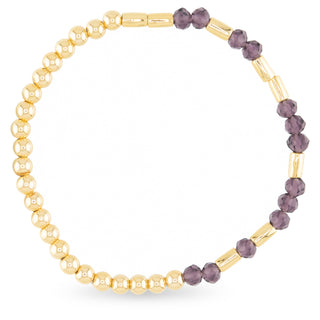 Amanda Blu Grateful Morse Code bracelet with 18K gold dipped beads and purple crystal accents