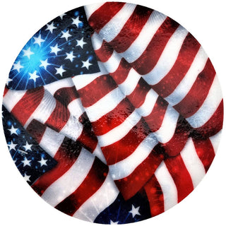 American Flag Silicone Jar Opener by Andréas — round flexible silicone disc with vivid full-color American flag print featuring stars, stripes, and fireworks in red, white, and blue