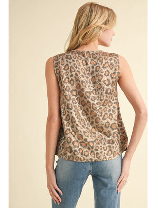 Metallic Animal Print Bow Front Top FINAL SALE