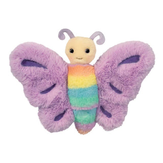 Annabel the Butterfly plush finger puppet by Douglas with rainbow body and purple wings