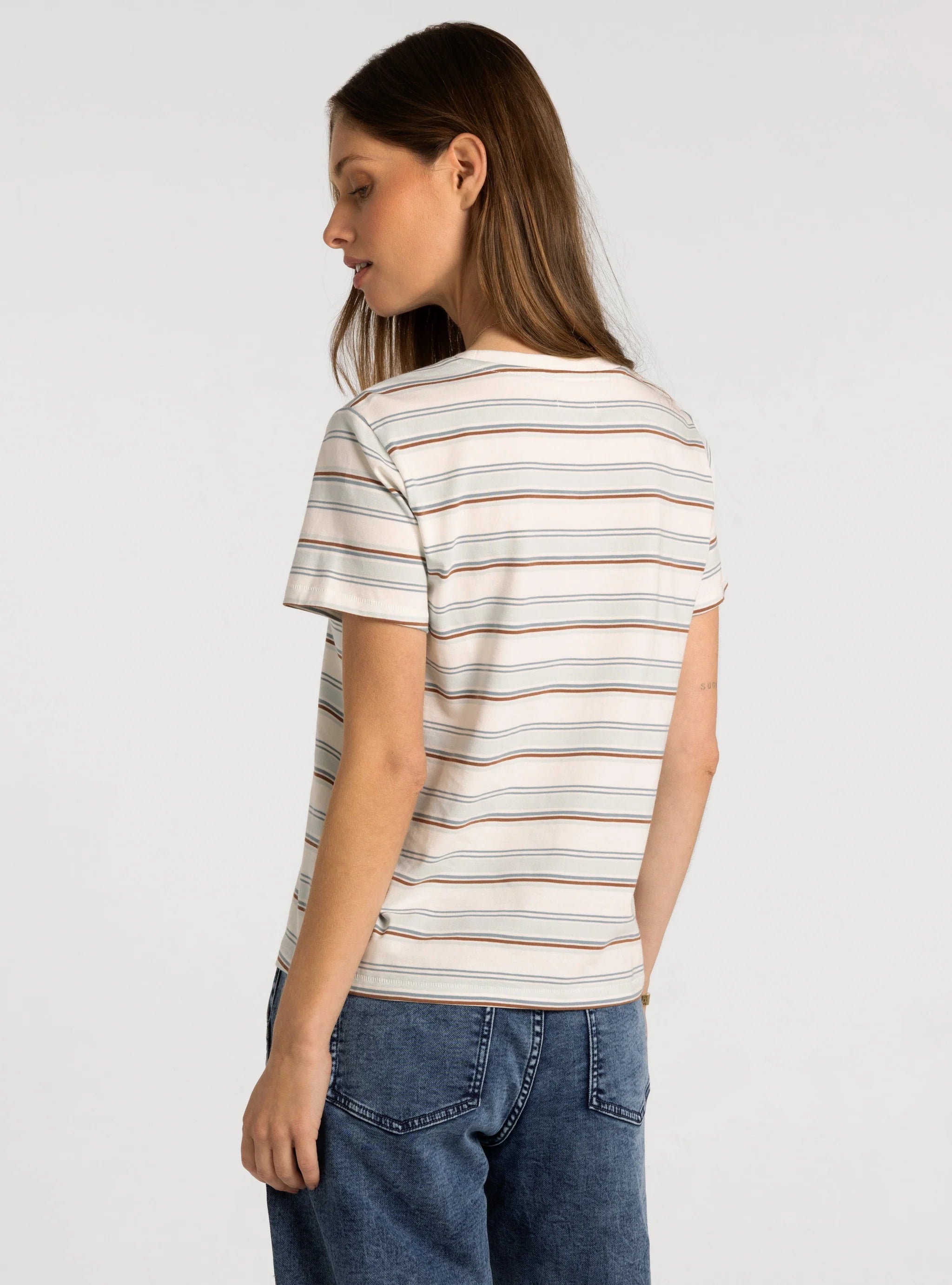 Asher Tee in cream — women's relaxed fit crew neck cotton t-shirt, back view