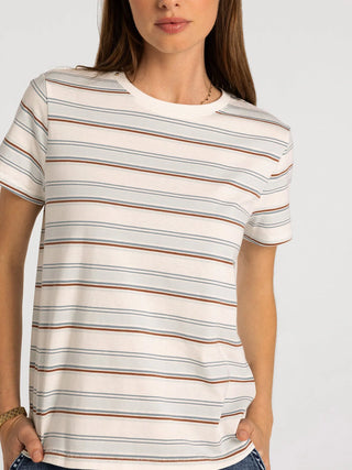 Asher Tee in cream — women's relaxed fit crew neck cotton t-shirt, front view