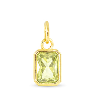 August birthstone charm with peridot green faceted stone and 18K gold dipped setting