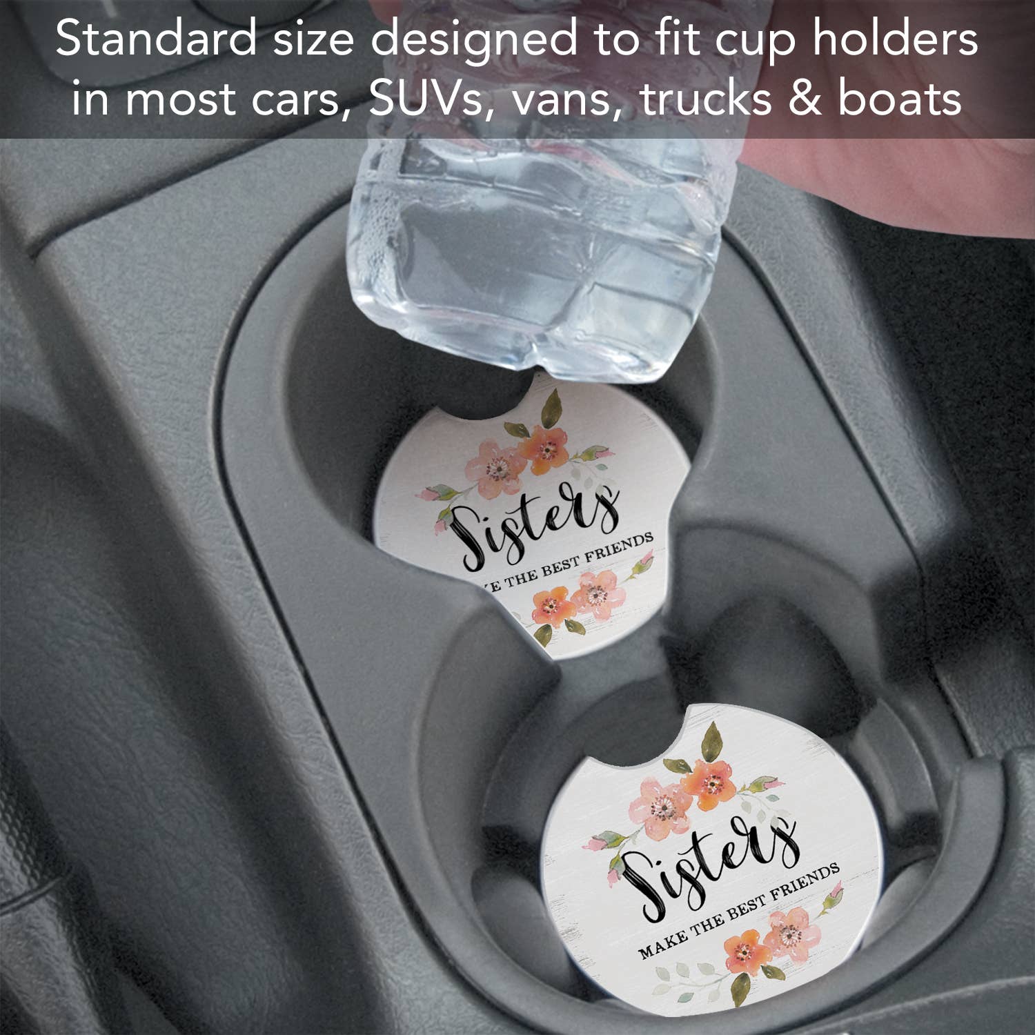 "Sisters" Absorbent Stone Car Coaster 1pk
