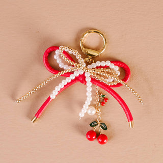 Layered Bows Bag Charm–Cherry Bliss
