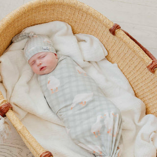 Baker Goose Print Knit Swaddle Blanket
