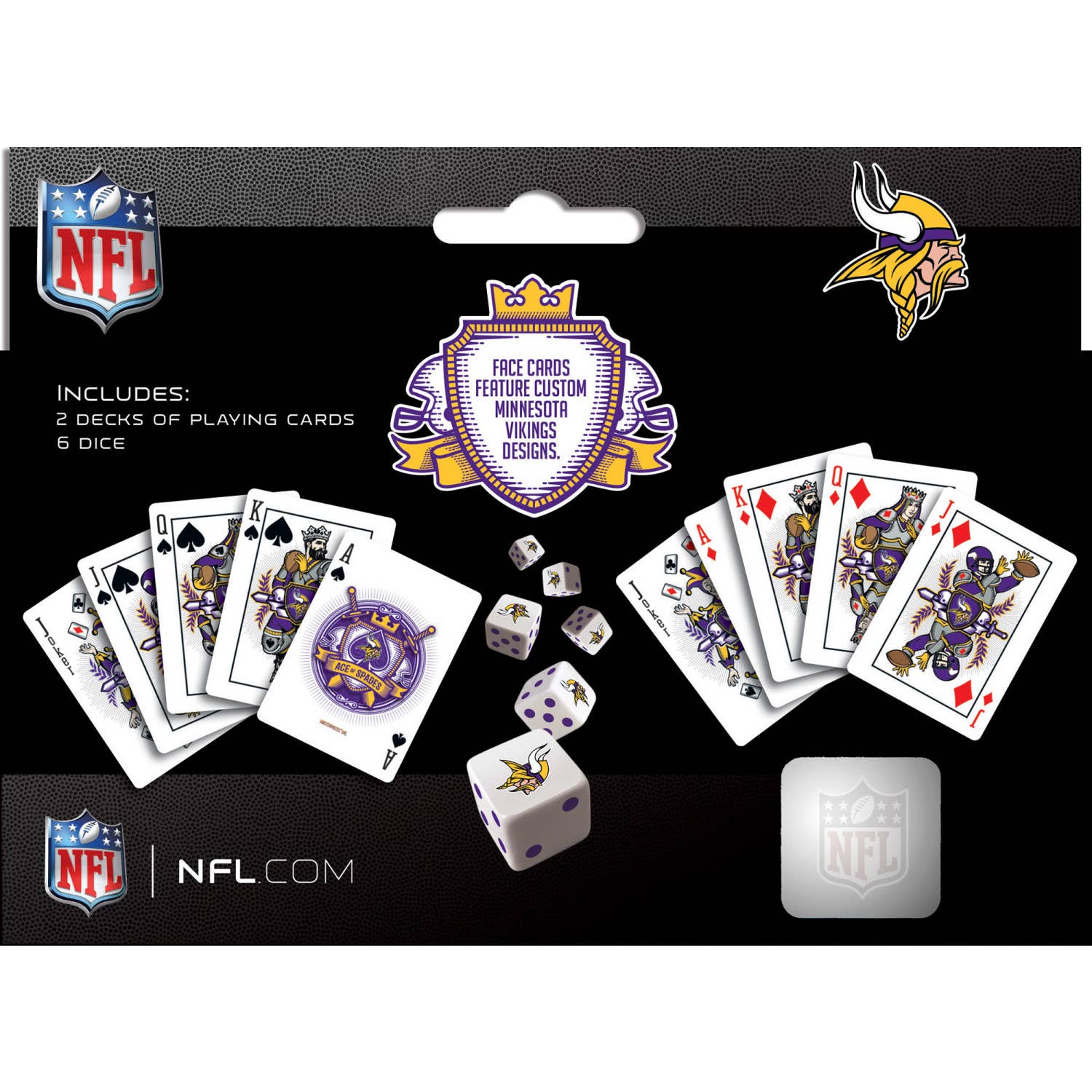 Minnesota Vikings 2-Pack Playing Cards & Dice Set