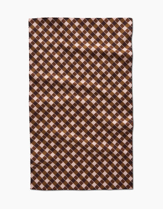 Geometry Cozy Autumn Days Tea Towel – Brown Gingham Kitchen Towel