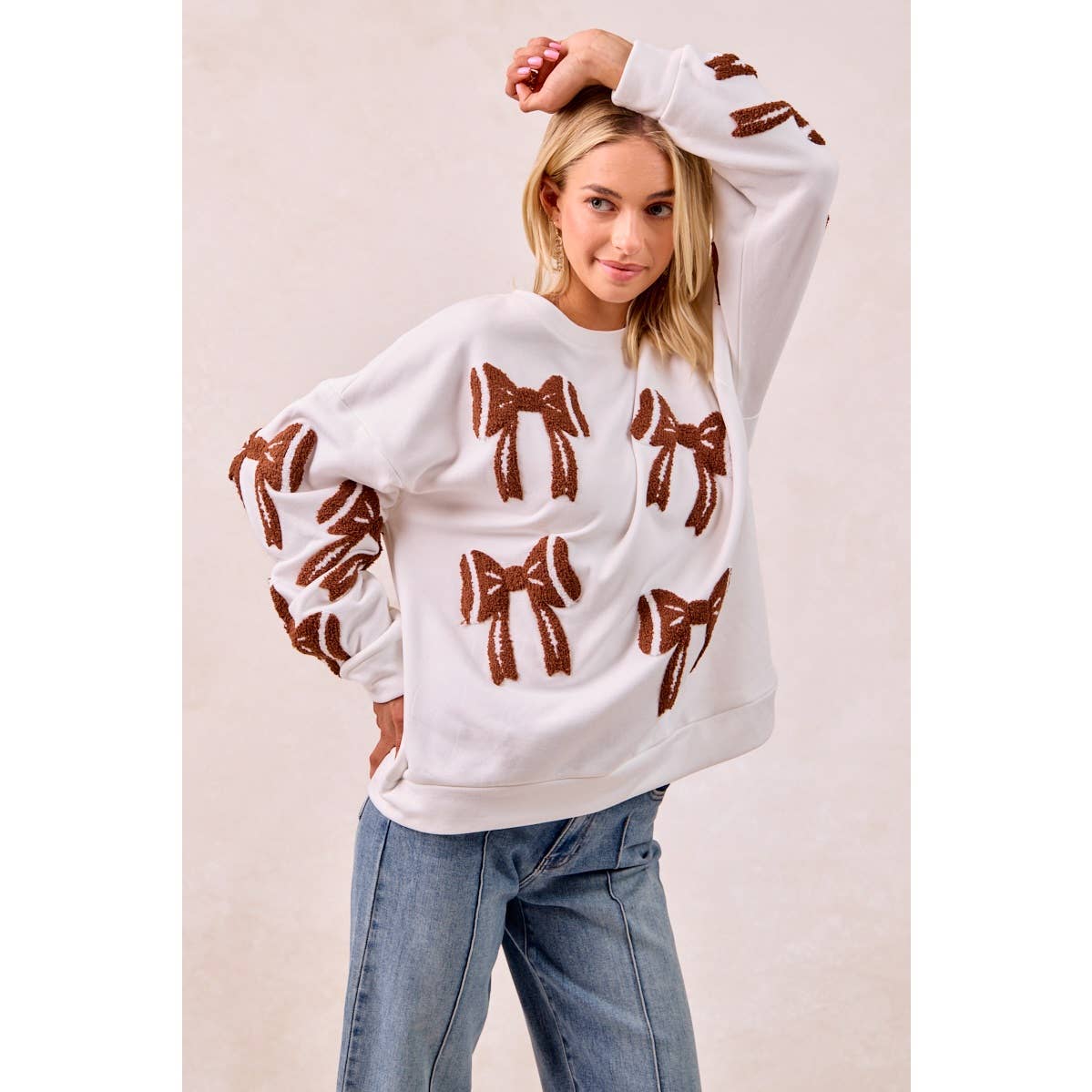 Gameday Football Bow Long Sleeve Top
