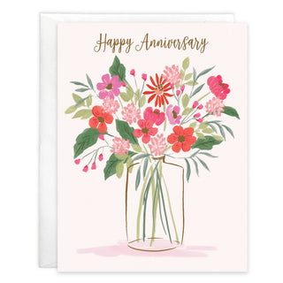 Anniversary Greeting Card - Charming Flower Vase