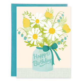 Birthday Greeting Card - Daisy Jar