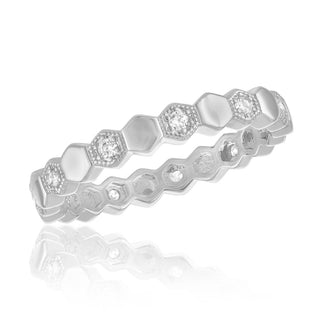 Silver Honeycomb CZ Eternity Ring