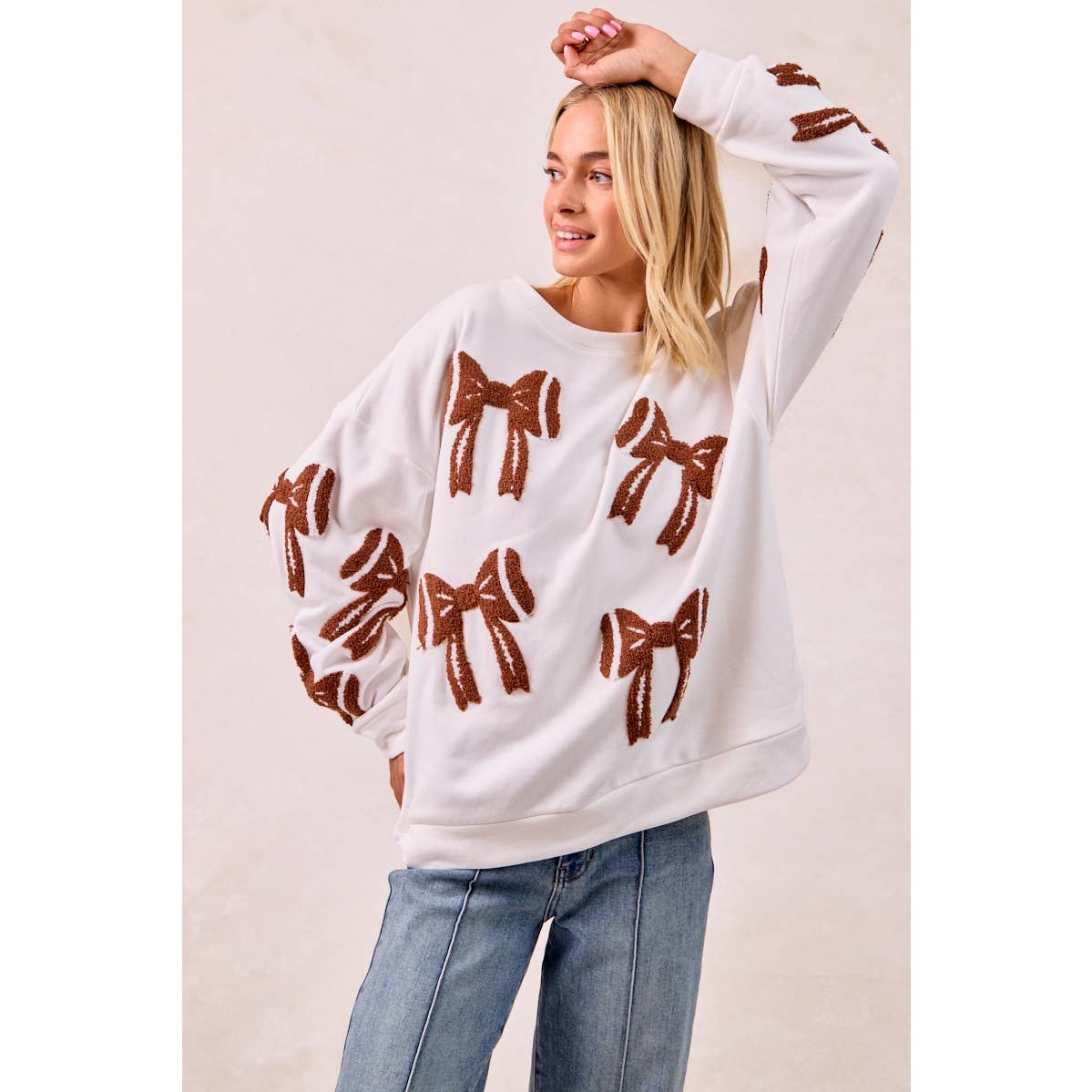 Gameday Football Bow Long Sleeve Top
