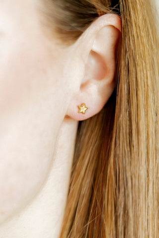 Lennon Star Gold Screwback Stud Earrings