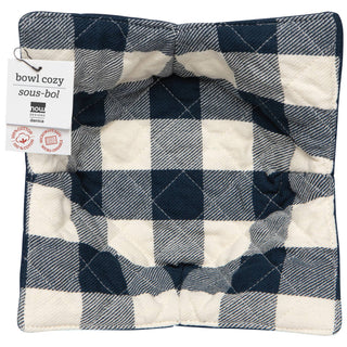 Navy Check Cotton Bowl Cozy