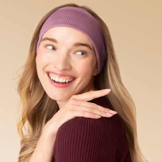 Ribbed Elastic Headband 2-Pack — Cherry Lacquer & Dusty Pink