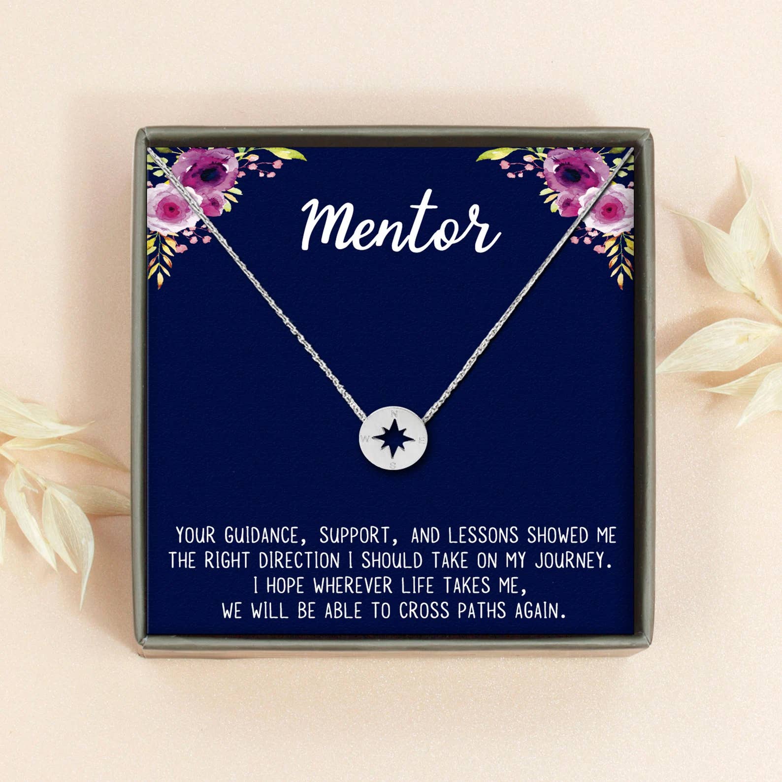Mentor Compass Necklace Birthday Gift Inspiration Jewelry