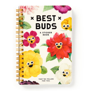 Brass Monkey Best Buds Googly Sticker Book by Chronicle Books — vintage-inspired googly-eyed flower stickers with witty captions, perfect for notebooks, water bottles, and laptops
