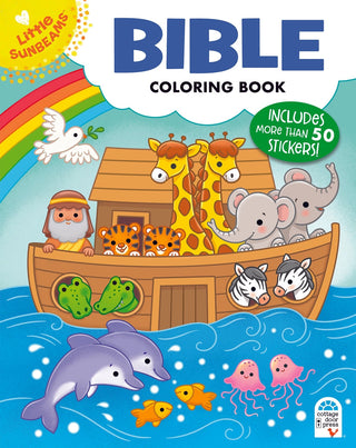 Bible Coloring Book with Stickers by Cottage Door Press — a kids faith coloring book with 128 perforated pages of Bible stories, Scripture verses, and 50+ bonus stickers
