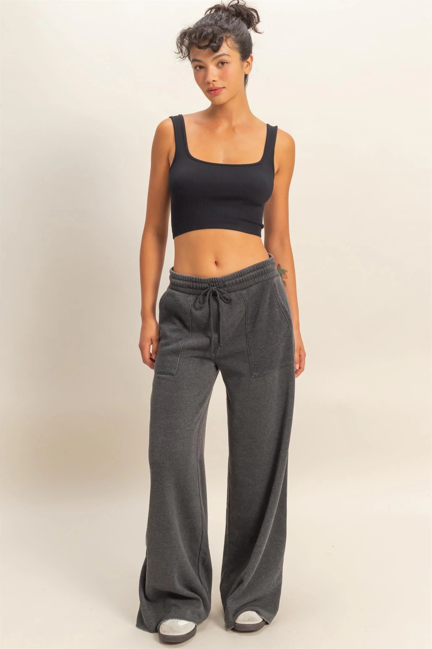 Burnout French Terry Wide-Leg Pants