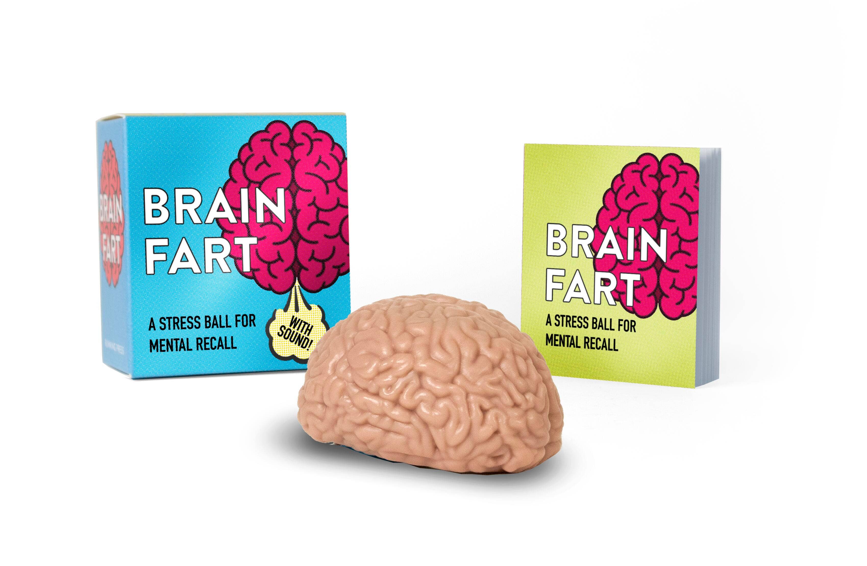 funny brain-shaped stress ball with fart sounds and mini book gift set
