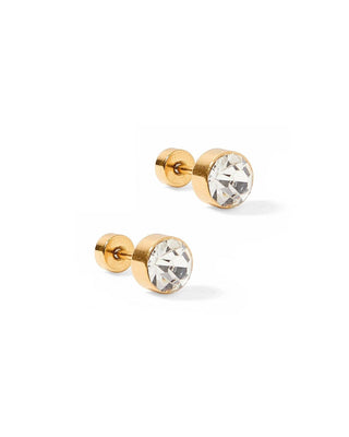 Juliet Clear CZ Screwback Stud Earrings – 5mm Gold Tone