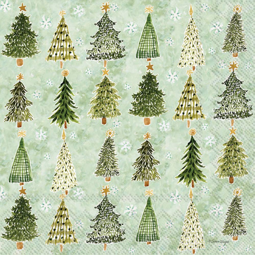 Paper Cocktail Napkins 20 ct Christmas Tree Pattern