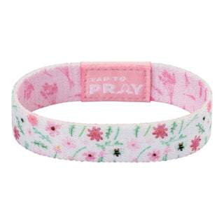 Tap To Pray® Meadows White & Pink Bible Verse Wristband