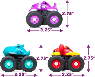 Tub Works Light-Up Monster Truck Bath Toys, 3-Pack