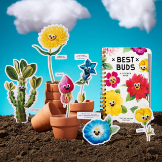 Brass Monkey Best Buds Googly Sticker Book | Floral Stickers