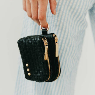 Woven Checkered Cameron Clippable Double Zip Wallet