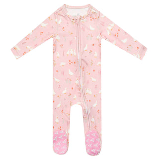 Gigi Goose Print Zip-Up Footie Pajama