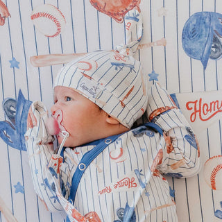 All Star Baseball Top Knot Baby Hat