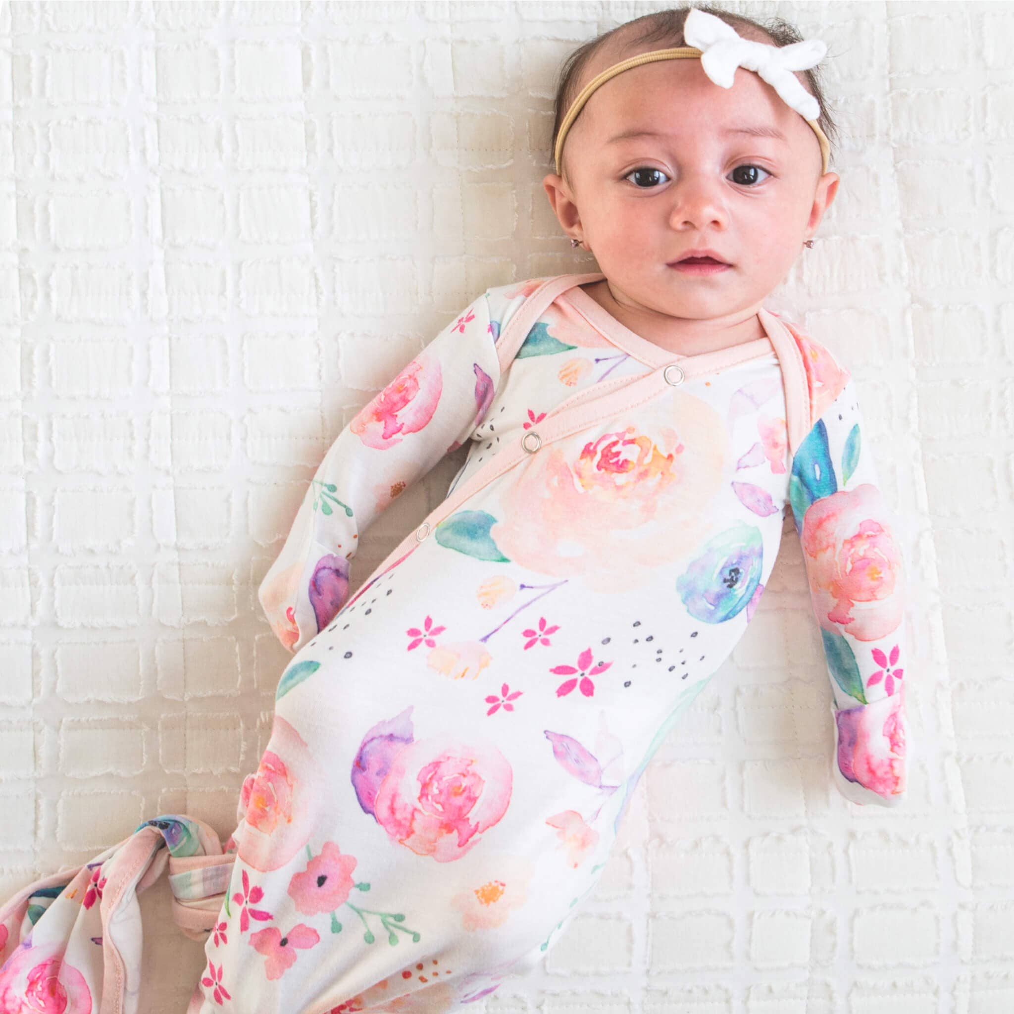 Copper Pearl Bloom Newborn Knotted Gown
