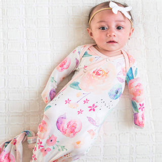 Copper Pearl Bloom Newborn Knotted Gown
