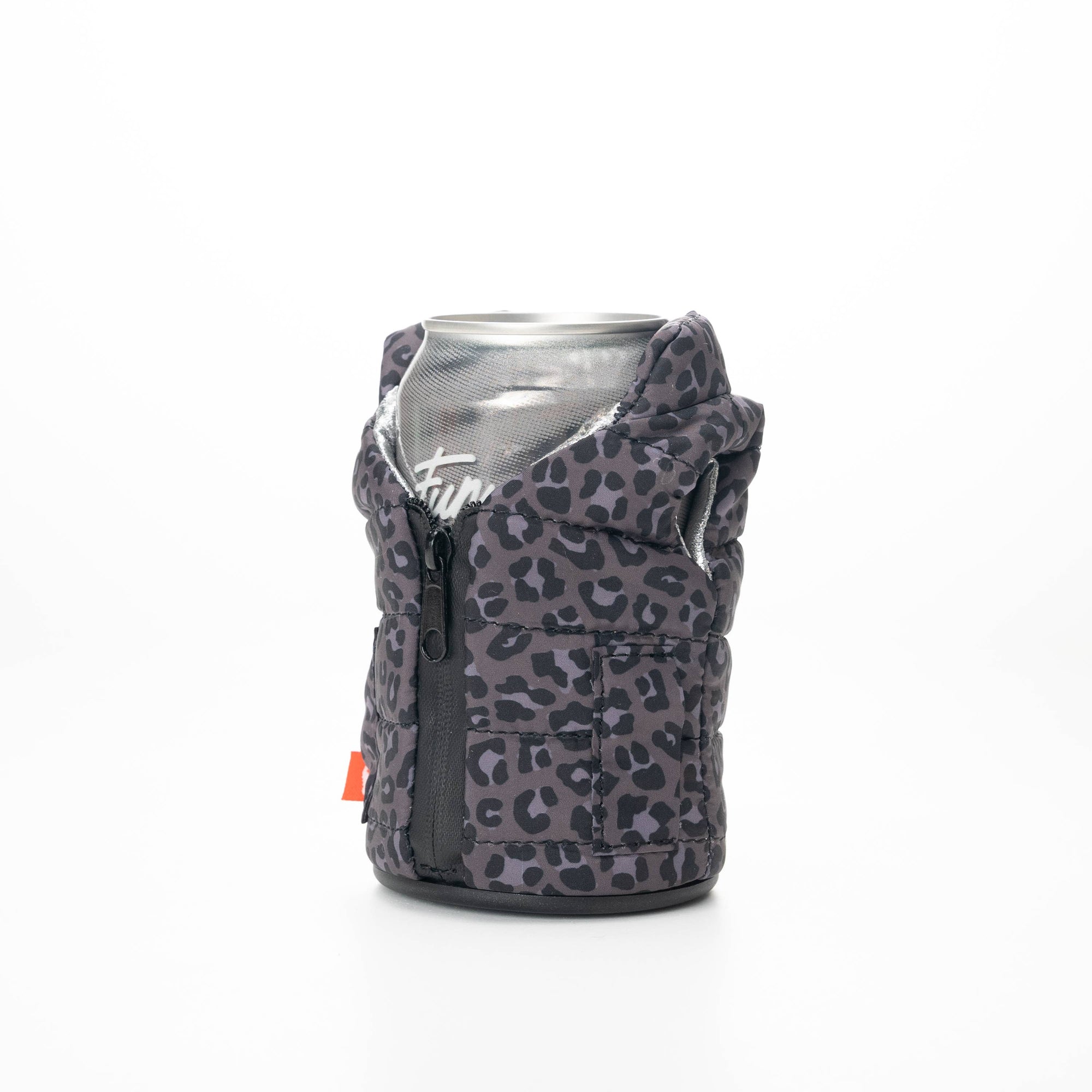 The Puffy Vest - Insulated 12oz Drink Sleeve - Black Leopard