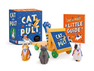 mini catapult game with toy cats launcher and mini book for cat lovers