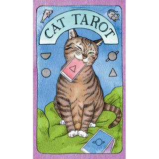 Cat Tarot Deck featuring 78 illustrated tarot cards with whimsical cat artwork and an accompanying beginner-friendly guidebook.