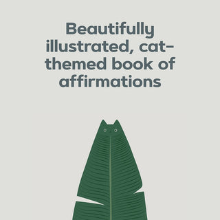 Sample page of Catffirmations book featuring cat-inspired affirmations, hidden cats, and mindful mantras with colorful minimalist artwork