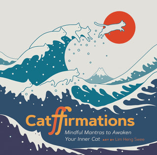Catffirmations book featuring cat-inspired affirmations, hidden cats, and mindful mantras with colorful minimalist artwork